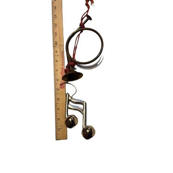 Lot 4 Music Note Ornaments Treble Clef Notes Brass Horn Jingle Bells Christmas - Picture 7 of 8